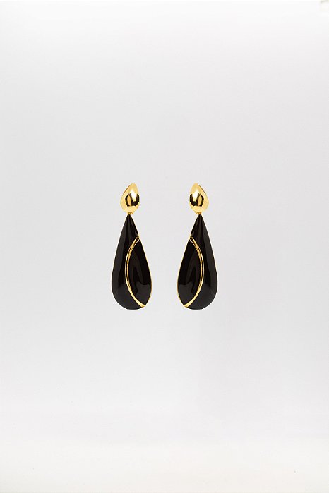 Brinco Sofisticado Gota Pendente Riscado Esmaltado