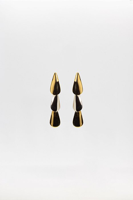 Brinco Minimalista Trio Gota Pendente