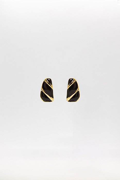 Brinco Sofisticado Coleção Retangular com Detalhe Riscado Esmaltado