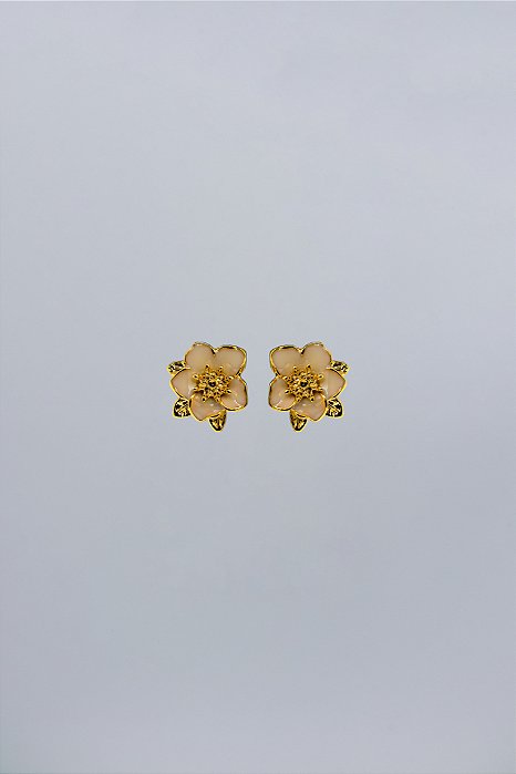 Brinco Flor Rosa Esmaltado Elegante