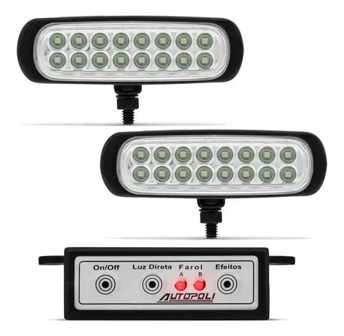 KIT FAROL MILHA AUXILIAR SLIM ESTROBO 16 LEDS | 12/24V