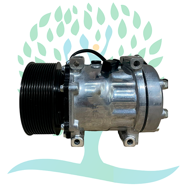 Compressor Sanden 7H15 6095 (4 Pass) Escavadeira Caterpillar 320 D2L 2012> Polia 12Pk 24 Volts