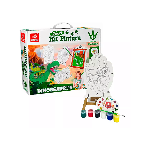 Super Kit de Pintura Dinossauro Brincadeira de Criança