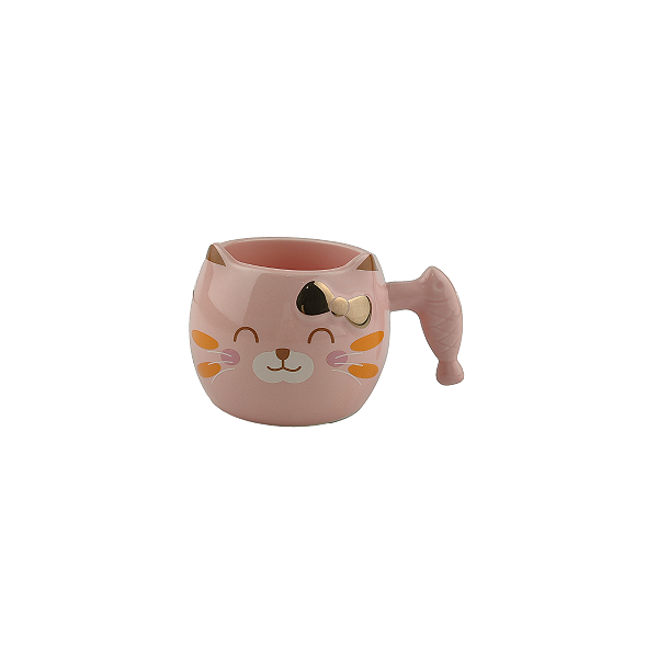 Caneca Gato 8,5x9cm em Cerâmica BM36