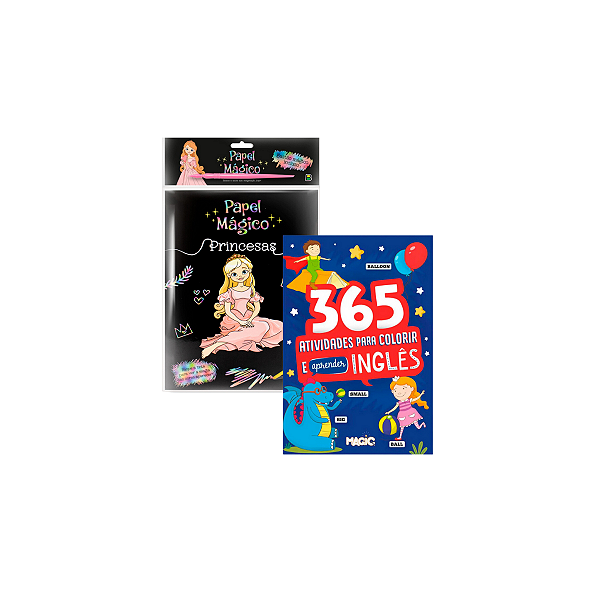Kit Papel Mágico Princesas + Livro 365 Atividades Inglês