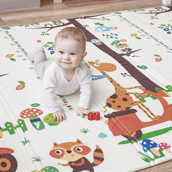 Tapete De Atividades Dupla Face Pista De Carrinho Zoo 200x150x1 Cm