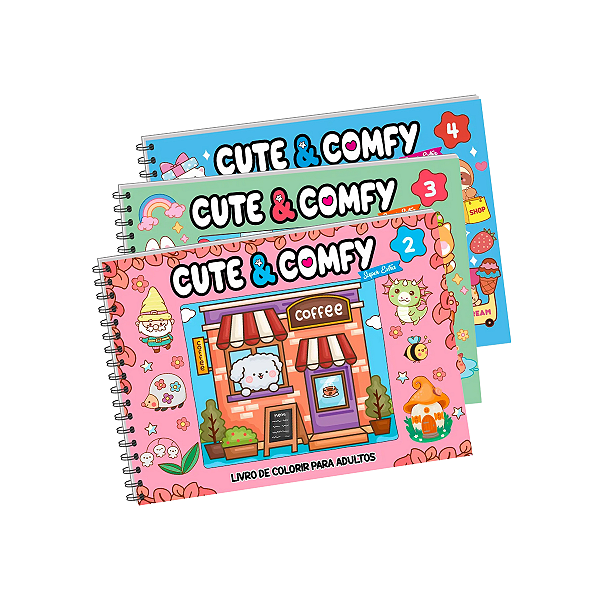 Livro P/ Colorir Cute  Comfy 21,5x15,7cm Kawaii 40 Páginas