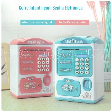 Cofrinho Digital Eletrônico de Brinquedo para Notas e Moedas Educação Financeira