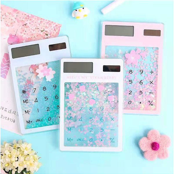Calculadora Fofa Colorida Solar Touch com Glitter