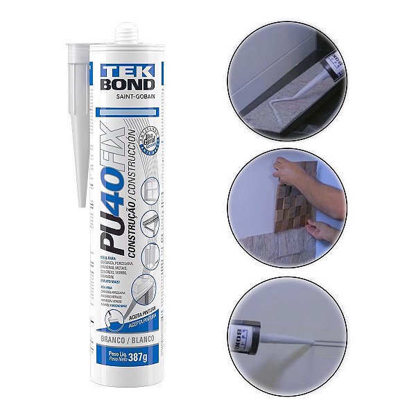 Silicone Pu 40 Cola Fix Adesivo Selante Branco 387g Tek Bond