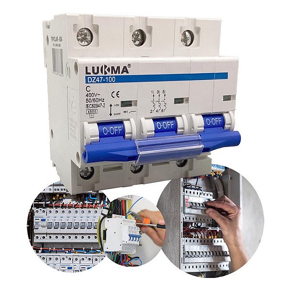 Disjuntor Triplo Din Tripolar 70a Curva C Tensão até 400v