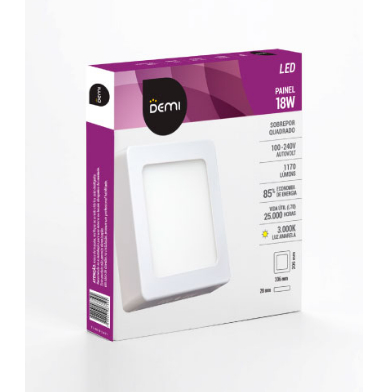 PAINEL DEMI EMBUTIR QUADRADO. B 18W 8210#10