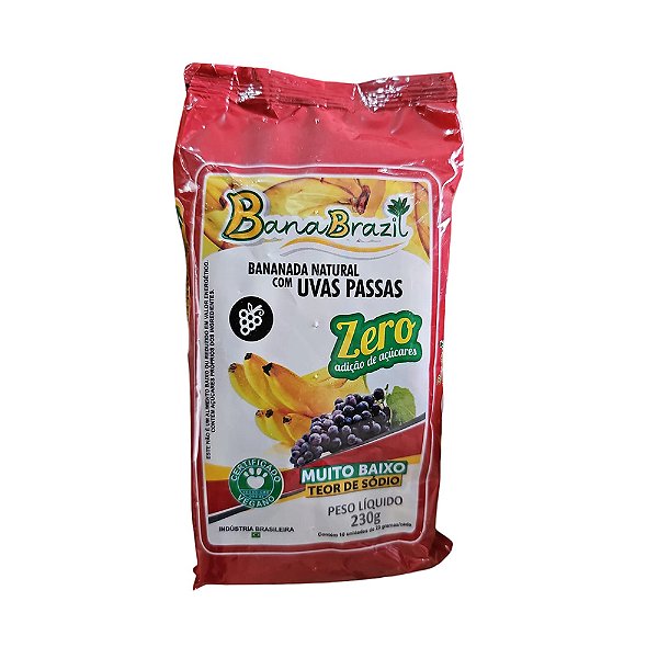 Bananada Natural com Uvas Passas Zero Açucar- Banana Brazil