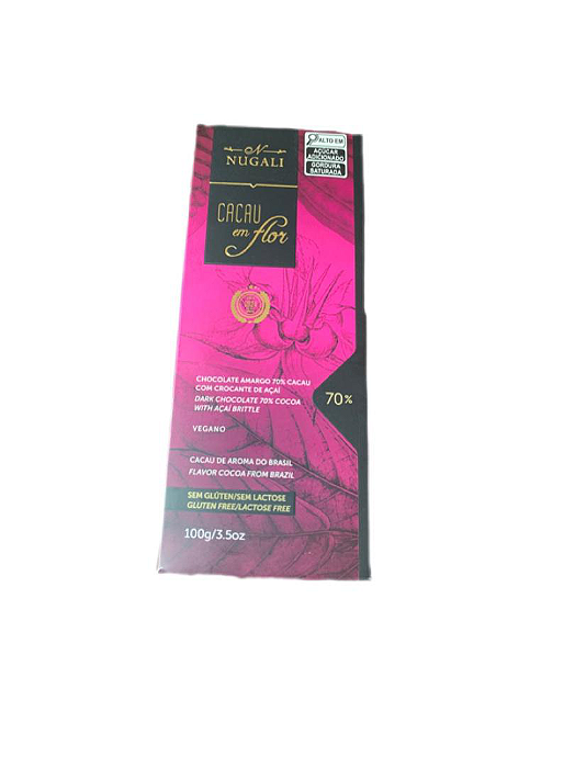 Tablete Cacau em Flor 70% Crocante de Açaí - 100g