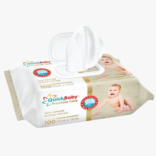Toalhas Umedecidas Quick Baby Premium Care 100un - Hygieline