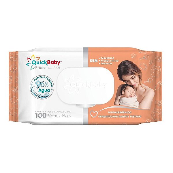 Toalha Umedecida Primeiros Dias Quick baby Com 100un - Hygieline