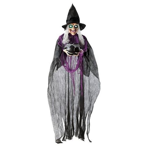 Bruxa Cordélia Halloween Com Som, Luz e Movimento 1,83 Metros - 1 Un
