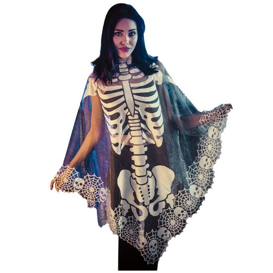 Fantasia Halloween Adulto - Poncho Esqueleto - 1 Un