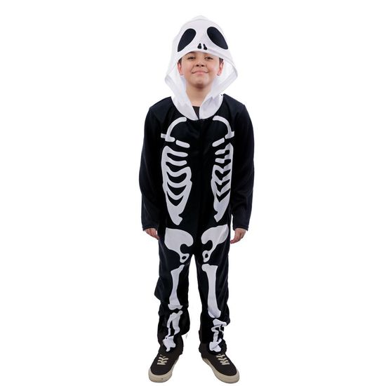 Fantasia Halloween Infantil - Macacão Esqueleto 6 a 9 Anos - 1 Un