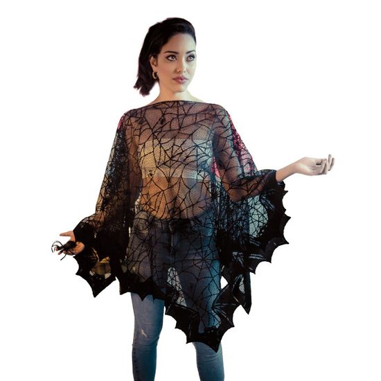 Fantasia Halloween Adulto - Poncho Teia - 1 Un