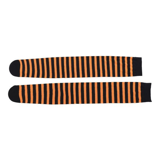 Meias de Bruxa Listrada Laranja e Preto - 1 Par