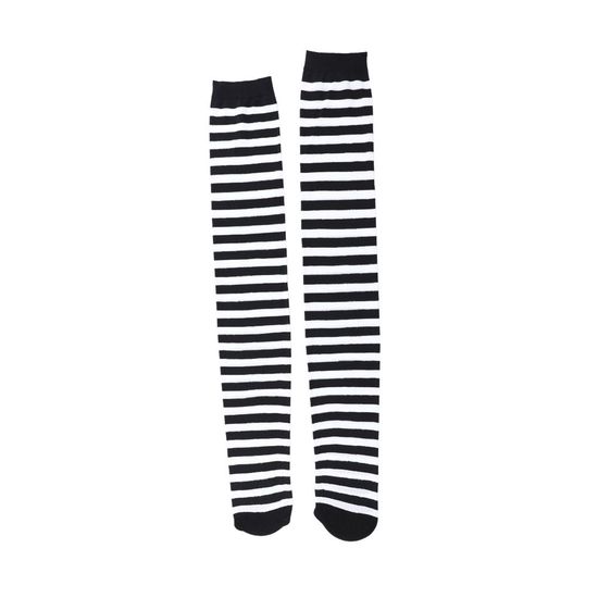 Meias de Bruxa Listrada Branco e Preto - 1 Par