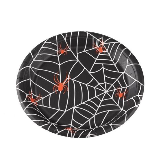 Prato Papel Halloween Teia 18cm - 10 Un