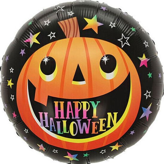 Balão Metalizado Redondo Abóbora Halloween 45cm - 1 Un