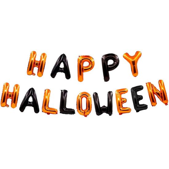 Balão Metalizado Happy Halloween Canudo 40cm - Kit Com 14 Un