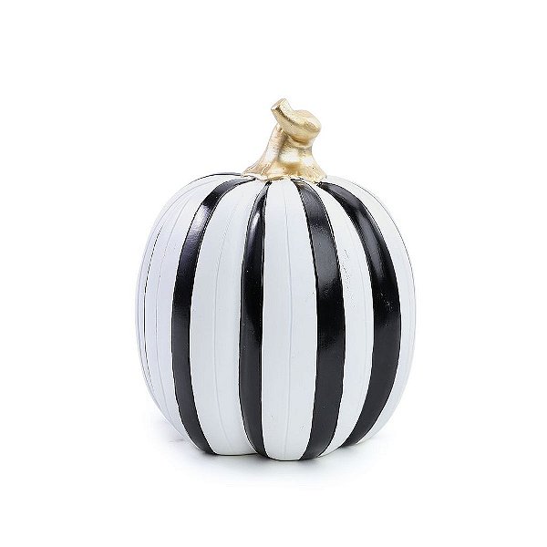 Abóbora Listras Branco / Preto para Decoração de Halloween - 1 Un