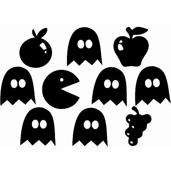 Aplique Artesanal Cartonado Pacman Halloween M - 10 Un