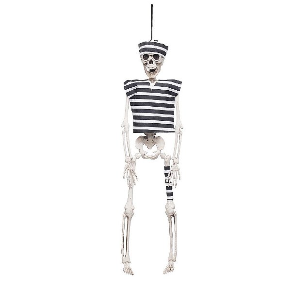 Boneco Prisioneiro Esqueleto Preto e Branco 5,5x9x40cm - 1 Un