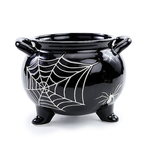 Caldeirão Decorativo de Cerãmica Preto 18cm - 1 Un