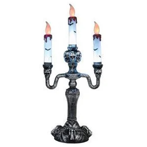 Castiçal Crânio Halloween com luz - 38cm