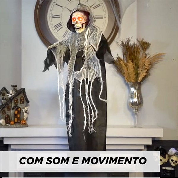 Caveira das Trevas Com Som, Luz e Movimento 95cm - 1 Un