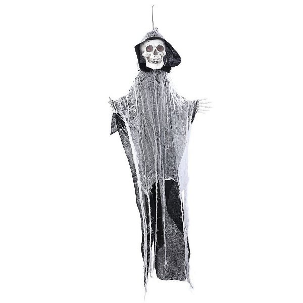 Caveira Fantasma Billy Halloween Com Luz 1,00 Metro - 1 Un