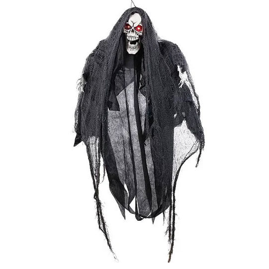 Caveira Halloween Gaspar Com Led, Som e Movimento 79,5cm - 1 Un