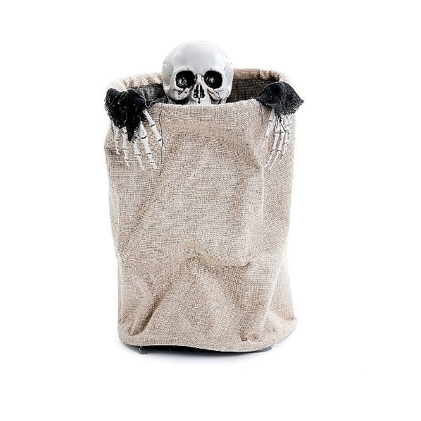 Caveira no Saco Esqueleto Bartho Com Som, Luz e Movimento 36cm - 1 Un