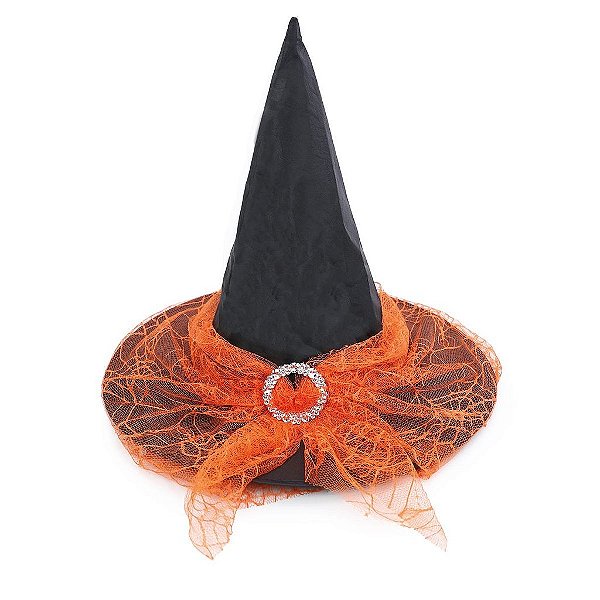 Chapéu Bruxa Mila Laranja Halloween - 1 Un