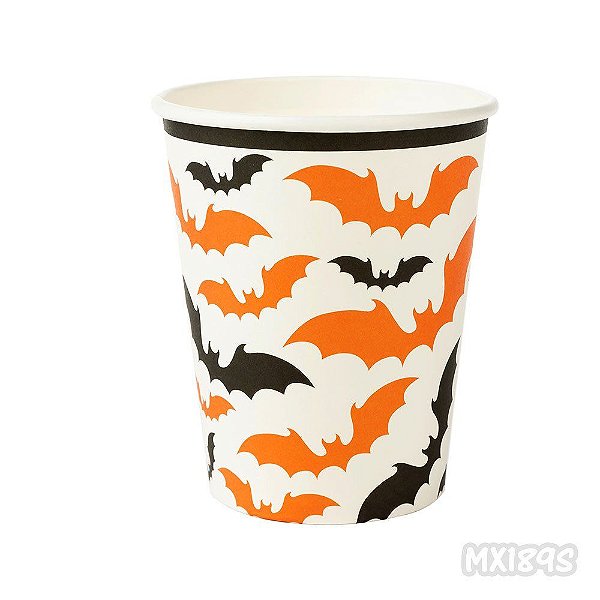 Copo de Papel Morcegos Halloween  270ml - 10 Un