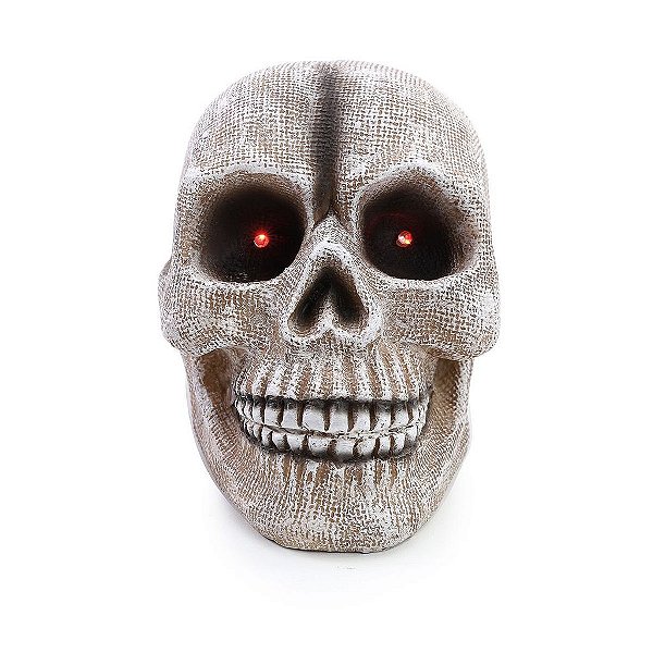 Crânio Decorativo Halloween Com Luz 16cm - 1 Un