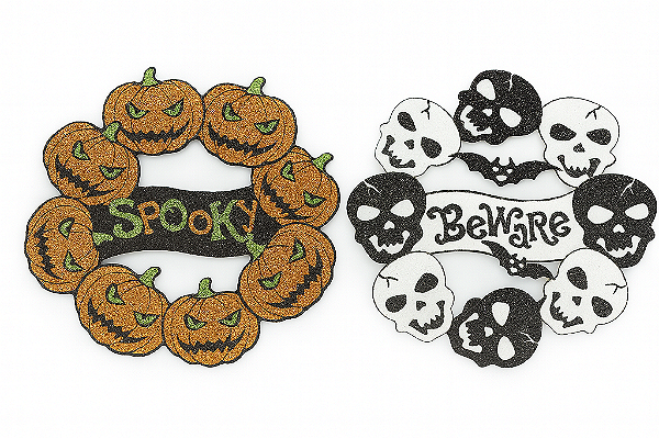 Enfeite Abóbora e Caveira Para Parede Halloween 27cm - 1 Un