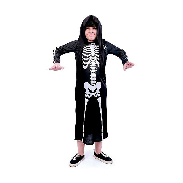 Fantasia Halloween Infantil - Esqueleto Assustador 6 a 9 Anos - 1 Un