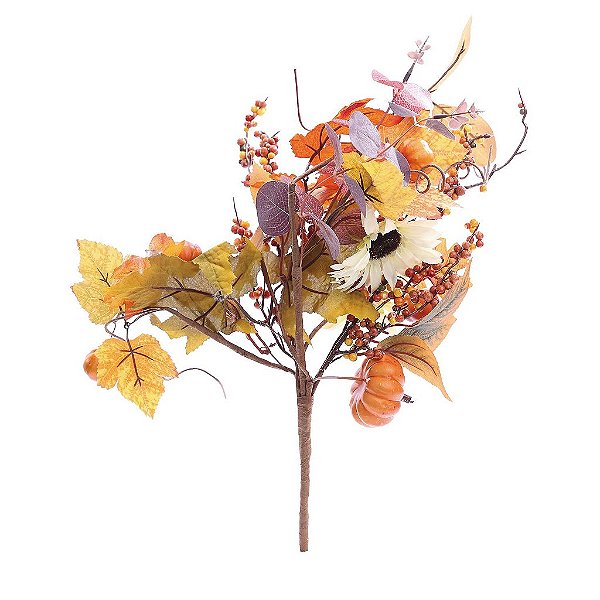 Galho Abóboras Laranja para Decoração de Halloween - 1 Un