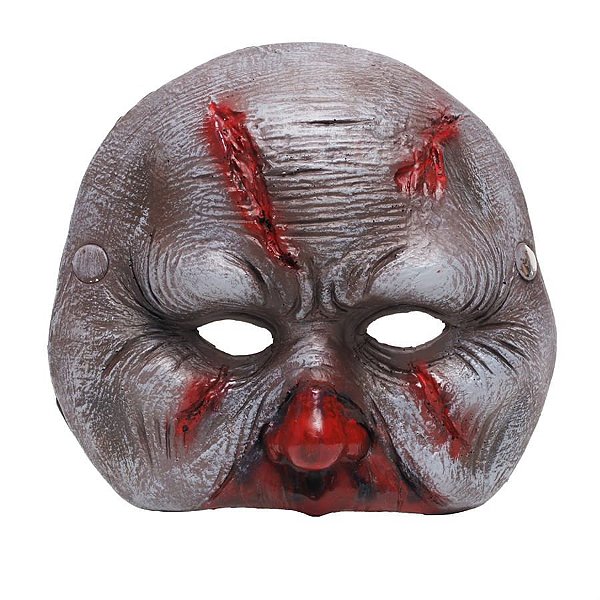 Máscara Zumbi Sangrento Cinza e Vermelho - 1 Un