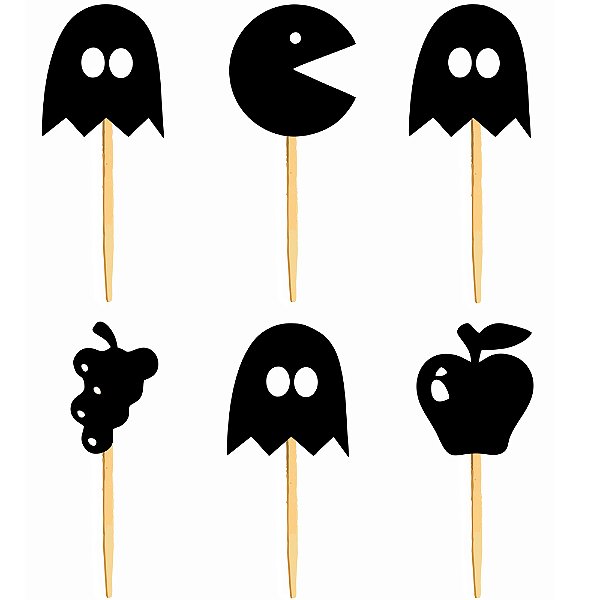 Palito Decorativo Para Doces Pacman Halloween P - 6 Un
