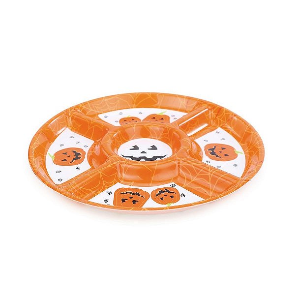 Petisqueira Decorada Redonda Halloween Laranja - Cromus - 1 Un