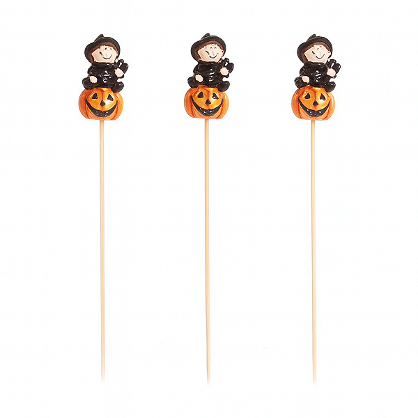 Pick Decorativo Abóbora Laranja 20cm - 12 Un