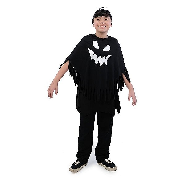 Poncho Com Gorro Assustador Halloween - Cromus - 1 Un