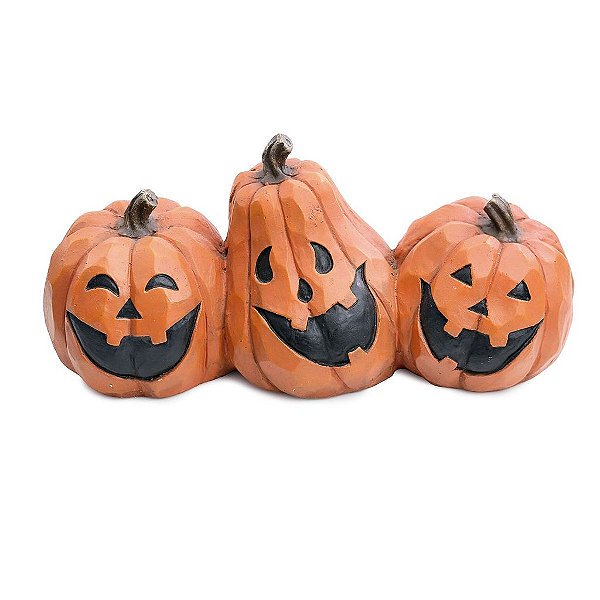 Trio Abóboras Divertidas para Decoração de Halloween - 1Un